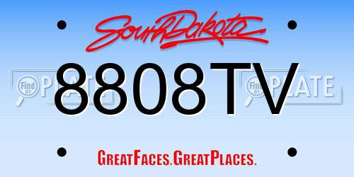 8808TV South Dakota License Plate
