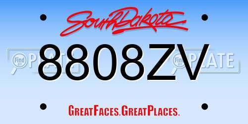 8808ZV South Dakota License Plate