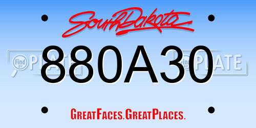 880A30 South Dakota License Plate
