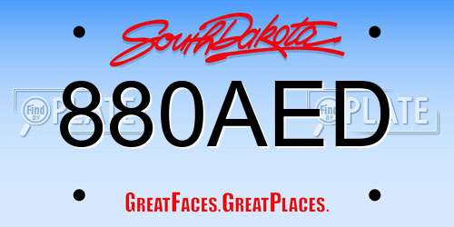 880AED South Dakota License Plate