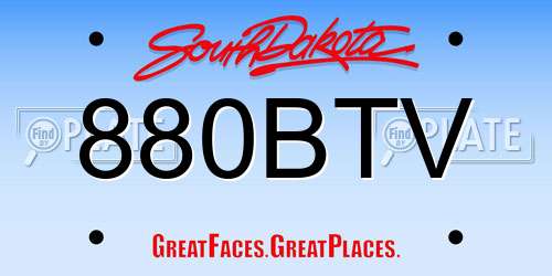 880BTV South Dakota License Plate