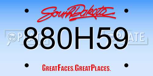 880H59 South Dakota License Plate