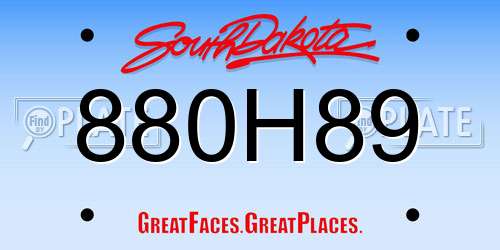 880H89 South Dakota License Plate