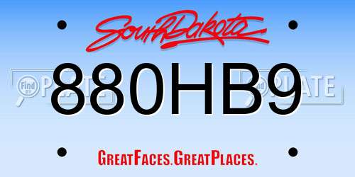 880HB9 South Dakota License Plate