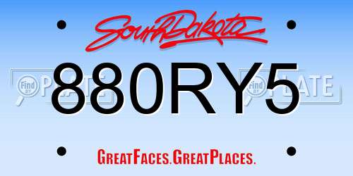880RY5 South Dakota License Plate