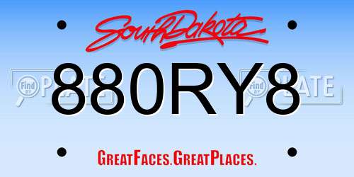 880RY8 South Dakota License Plate