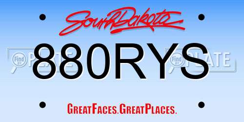 880RYS South Dakota License Plate