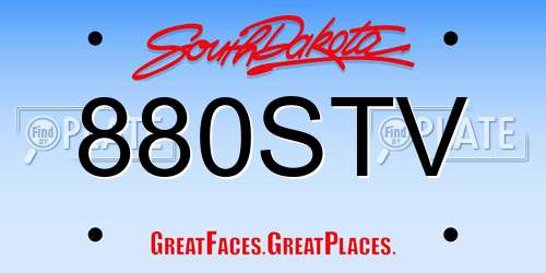 880STV South Dakota License Plate