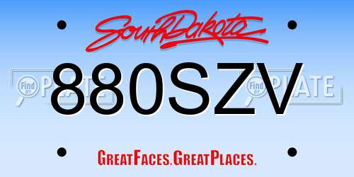 880SZV South Dakota License Plate