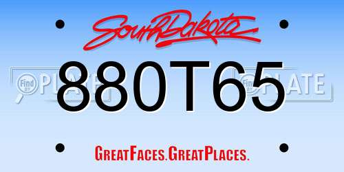 880T65 South Dakota License Plate