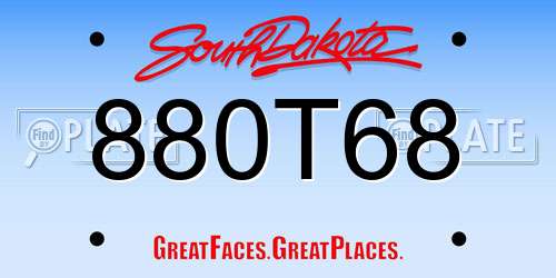 880T68 South Dakota License Plate