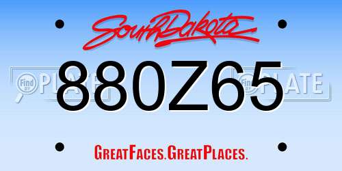880Z65 South Dakota License Plate