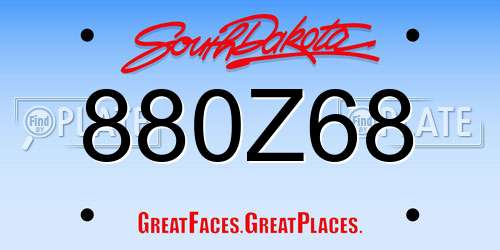 880Z68 South Dakota License Plate