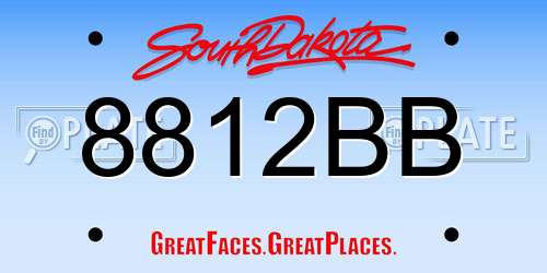 8812BB South Dakota License Plate