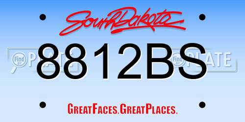 8812BS South Dakota License Plate