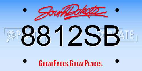 8812SB South Dakota License Plate