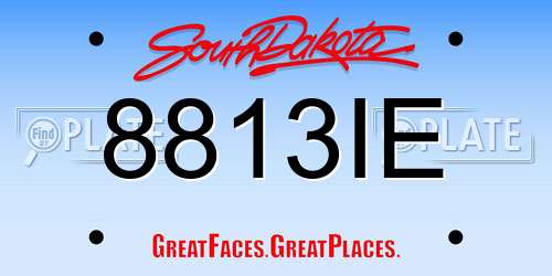 8813IE South Dakota License Plate