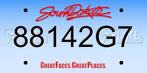 88142G7 South Dakota License Plate