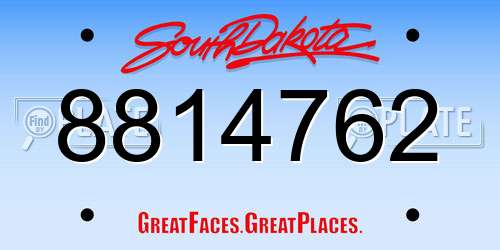 8814762 South Dakota License Plate