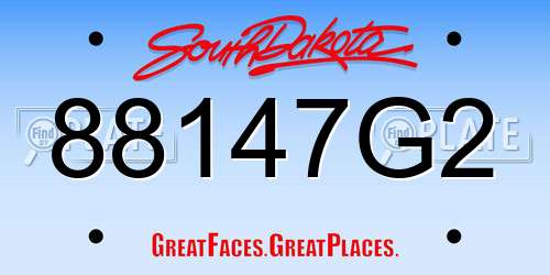 88147G2 South Dakota License Plate