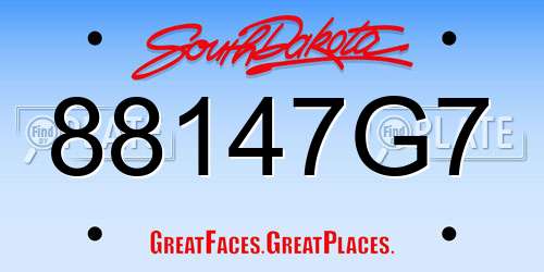 88147G7 South Dakota License Plate