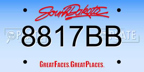 8817BB South Dakota License Plate