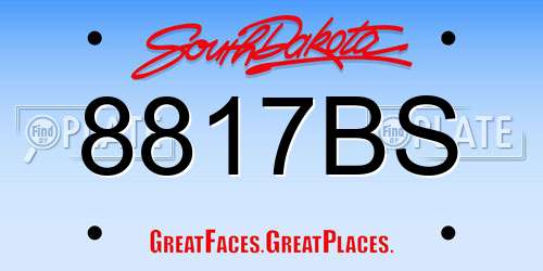 8817BS South Dakota License Plate