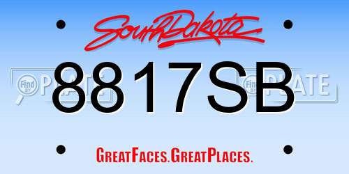8817SB South Dakota License Plate