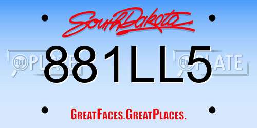 881LL5 South Dakota License Plate