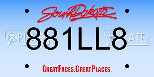 881LL8 South Dakota License Plate