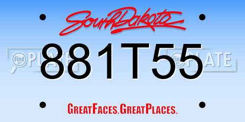 881T55 South Dakota License Plate