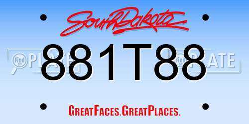 881T88 South Dakota License Plate