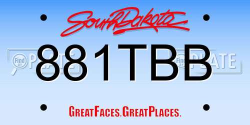 881TBB South Dakota License Plate
