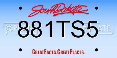 881TS5 South Dakota License Plate