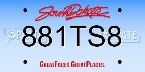 881TS8 South Dakota License Plate