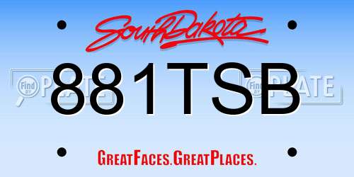 881TSB South Dakota License Plate