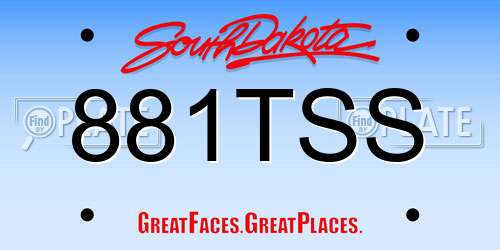 881TSS South Dakota License Plate