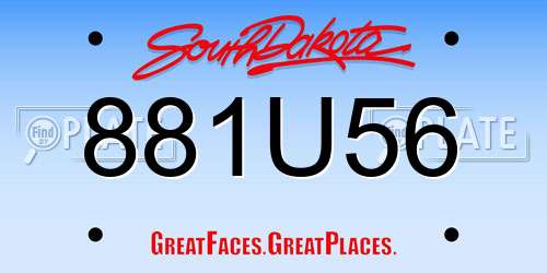 881U56 South Dakota License Plate