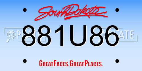 881U86 South Dakota License Plate