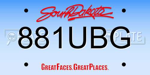 881UBG South Dakota License Plate
