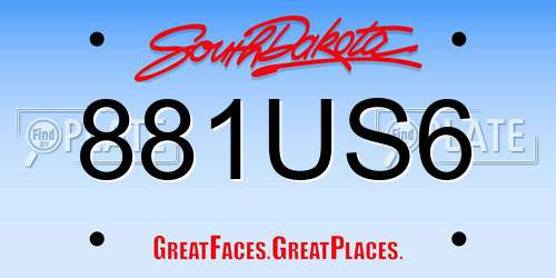 881US6 South Dakota License Plate