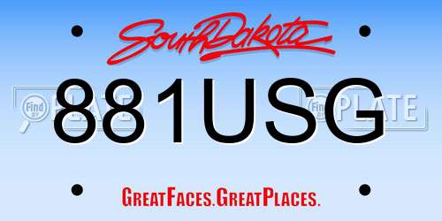 881USG South Dakota License Plate