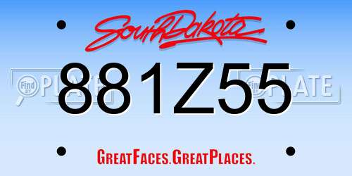 881Z55 South Dakota License Plate