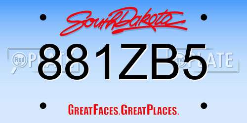 881ZB5 South Dakota License Plate