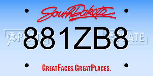 881ZB8 South Dakota License Plate