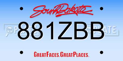 881ZBB South Dakota License Plate