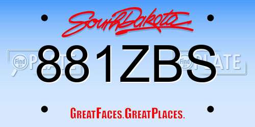 881ZBS South Dakota License Plate