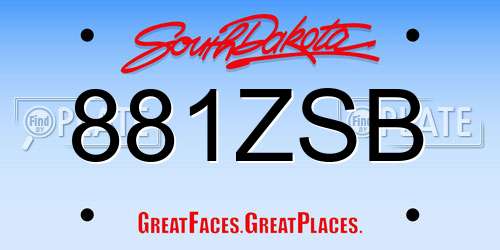 881ZSB South Dakota License Plate