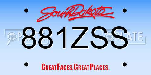 881ZSS South Dakota License Plate