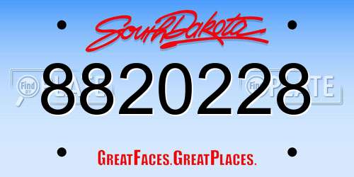 8820228 South Dakota License Plate